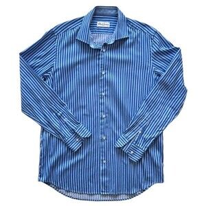 Robert Graham Long Sleeve Button Down Shirt Size 16.5 42 Blue Striped
